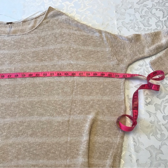 FREE PEOPLE, size L, striped tan & cream knit oversized tunic - Picture 6 of 9